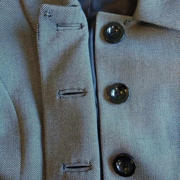 Tahari ASL Gray Mini Polka Dot Blazer Large Black Buttons Preppy Career PETITE - Picture 5 of 10
